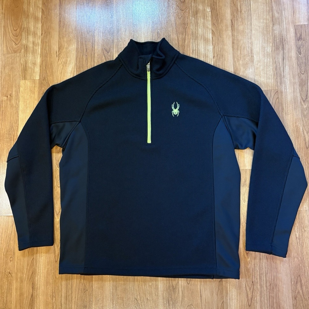 Spyder 1/4 Zip Fleece Pullover Outbound Core Sweater Black Green Men Size Large